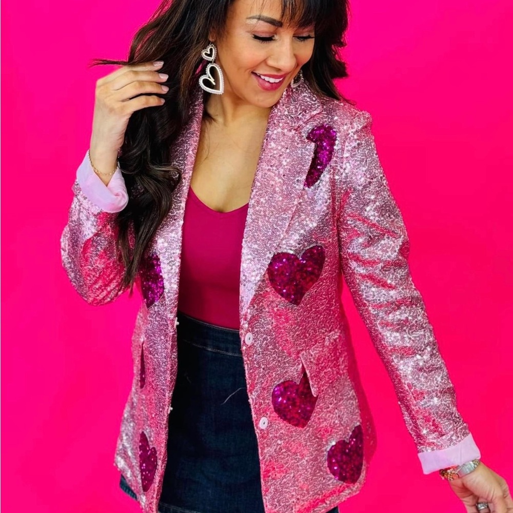 Sequin heart blazer